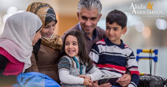 A family immigrating to the U.S.