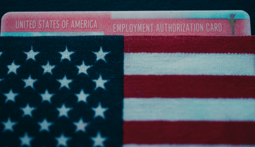 flag/work authorization card