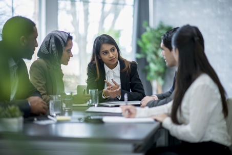 workers in a meeting