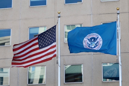 American flag and DHS flag